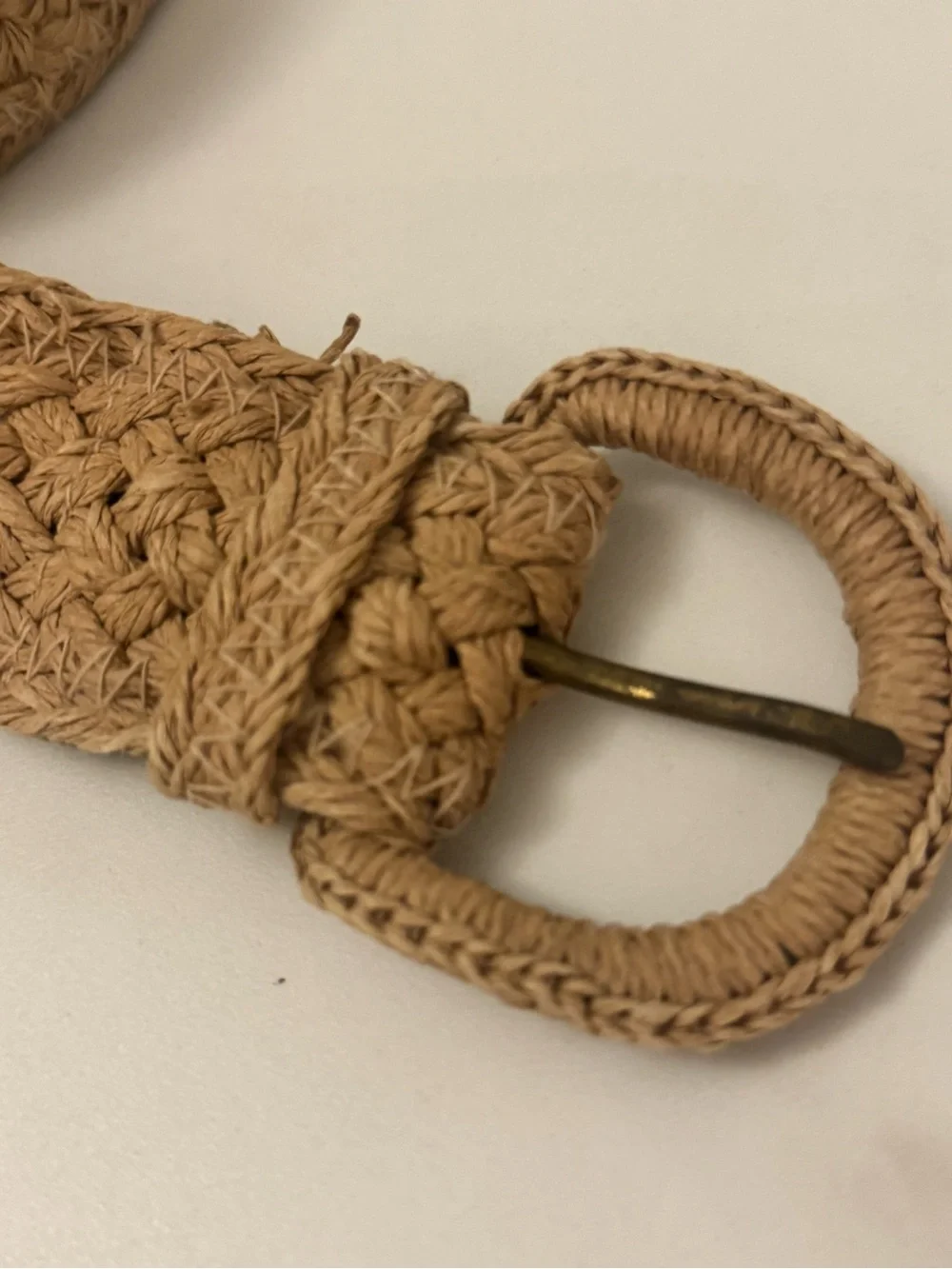Braided Natural-Tone Women’s Waist Belt with Round Buckle 41” inches SM